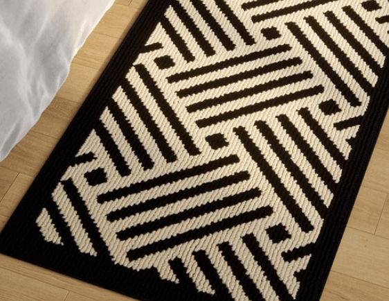 พรม MJHOMEDESIGNS BEDSIDE CARPET 61 ขนาด 60 X 120 ซม. ดำ_2